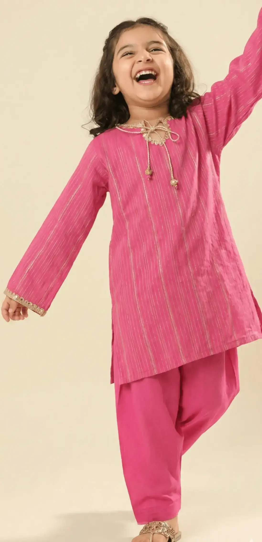 Shocking Pink & Gold Girl Dress