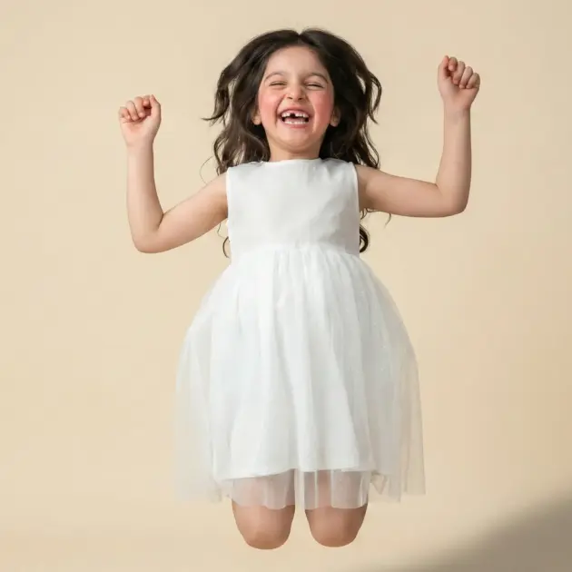 Pearl Glow White Net Dress