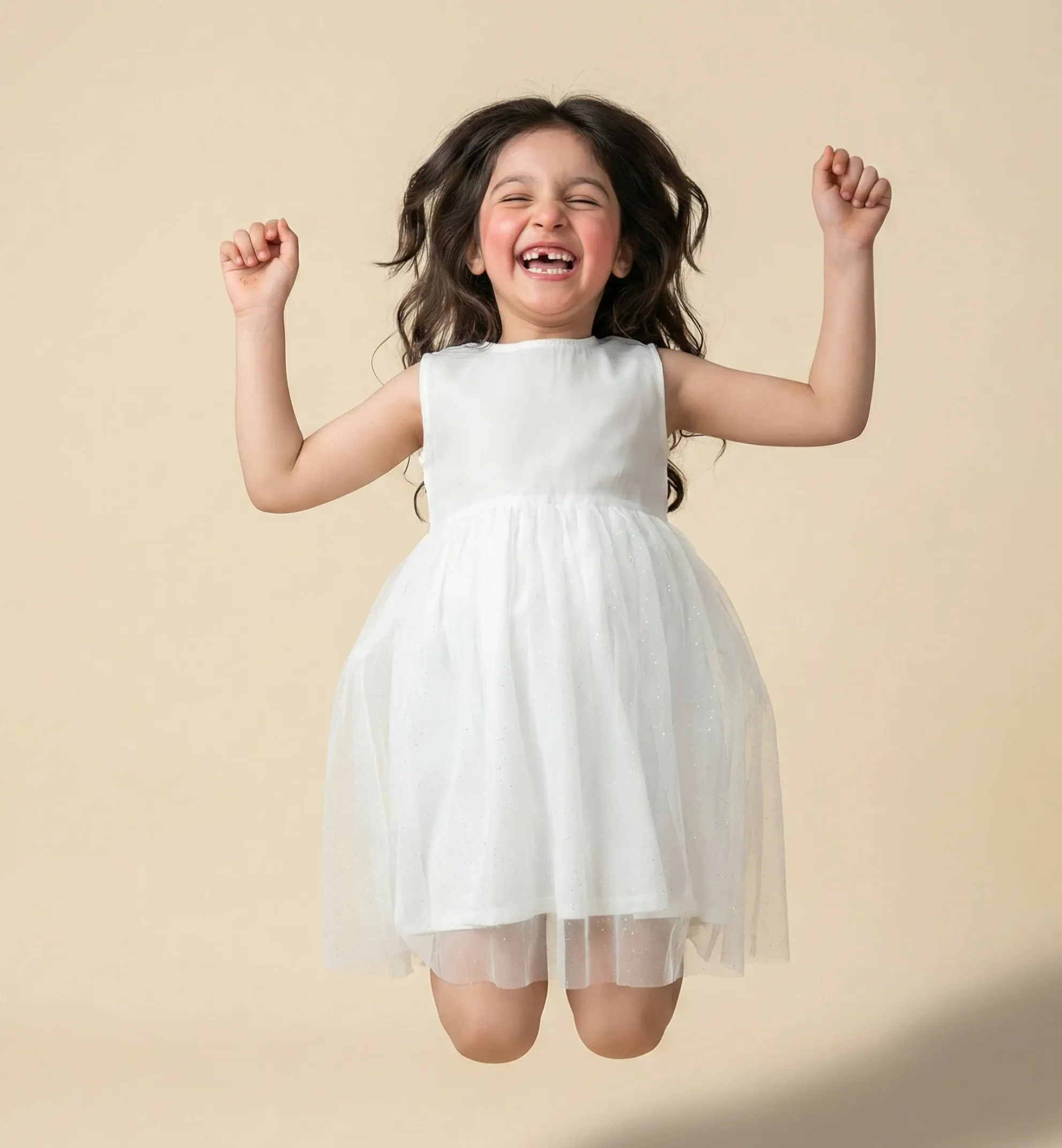 Pearl Glow White Net Dress